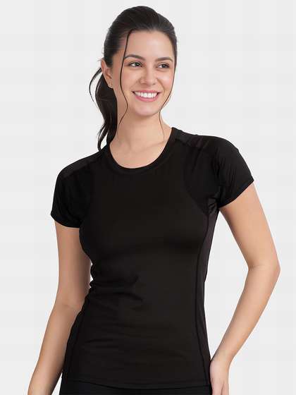 Shyle Black Beauty T Shirt With Mesh Panels