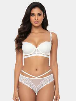 Shyle Bright White Cage Underband Push Up Lingerie Set