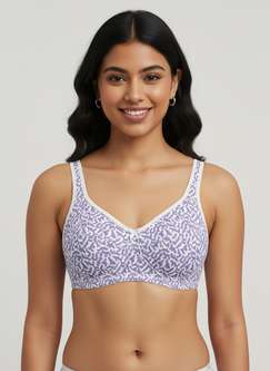 Susie White Purple High Support Printed Everyday Non Padded Bra