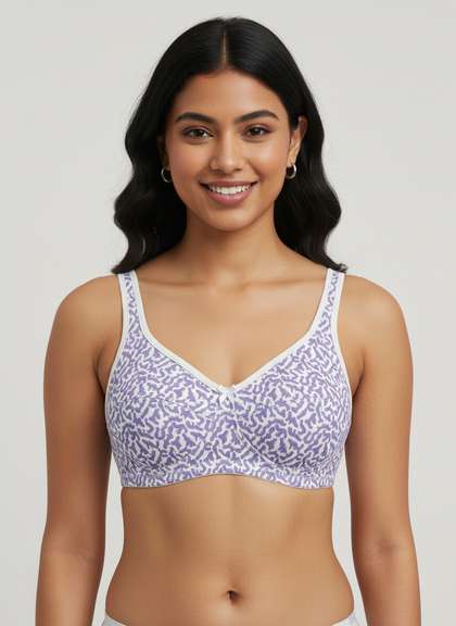 Susie White Purple High Support Printed Everyday Non Padded Bra