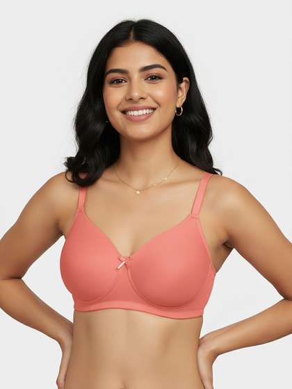 Susie Lobster Bisque Orange Solid Cotton Padded Everyday Bra