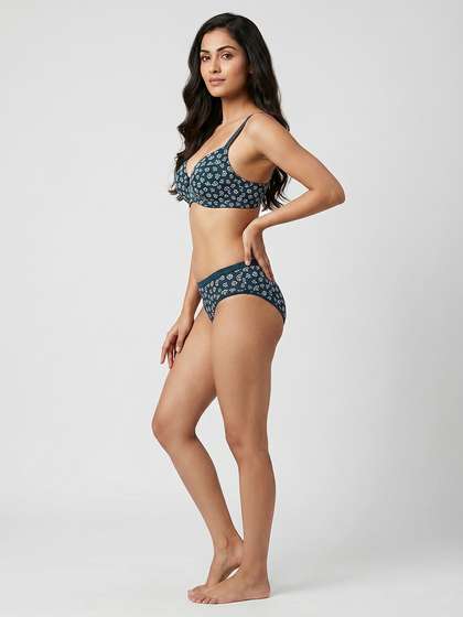 Taabu Blue Wing
                        Printed Padded T-shirt Bra Lingerie Set