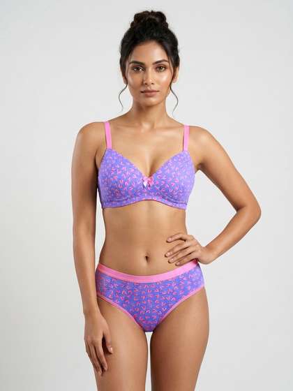 Taabu Persian Jewel Printed
                          Padded T-shirt Bra Lingerie Set