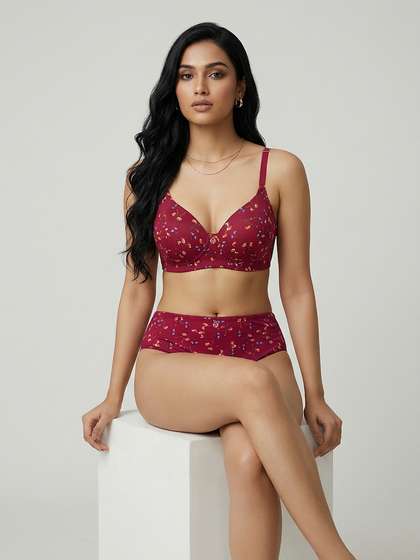 Susie Scooter Red Striking Prints Padded Bra Lingerie Set