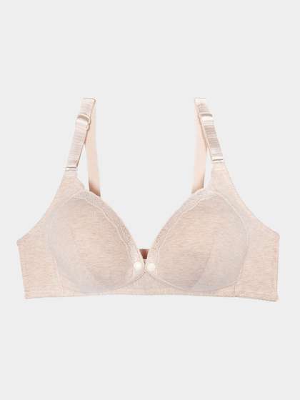 Shyle Peach Melange Nursing Bra With Jacquard Bra Strap