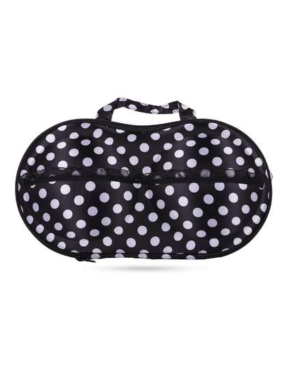 Shyle Black Beauty Polka Print EVA Travel Bra Bag