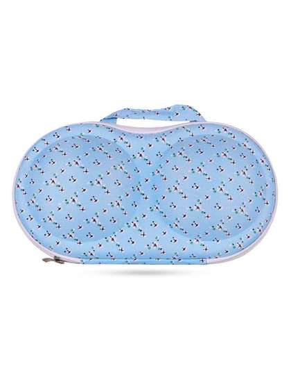 Shyle Delicate Blue Ditsy Floral Print EVA Travel Bra Bag