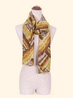Shyle Sunshine Yellow Abstract Printed Viscose Scarf
