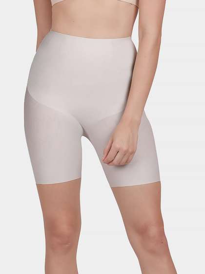 Shyle Light Grey High Waist With Boning Shaping Shorts Shapewear