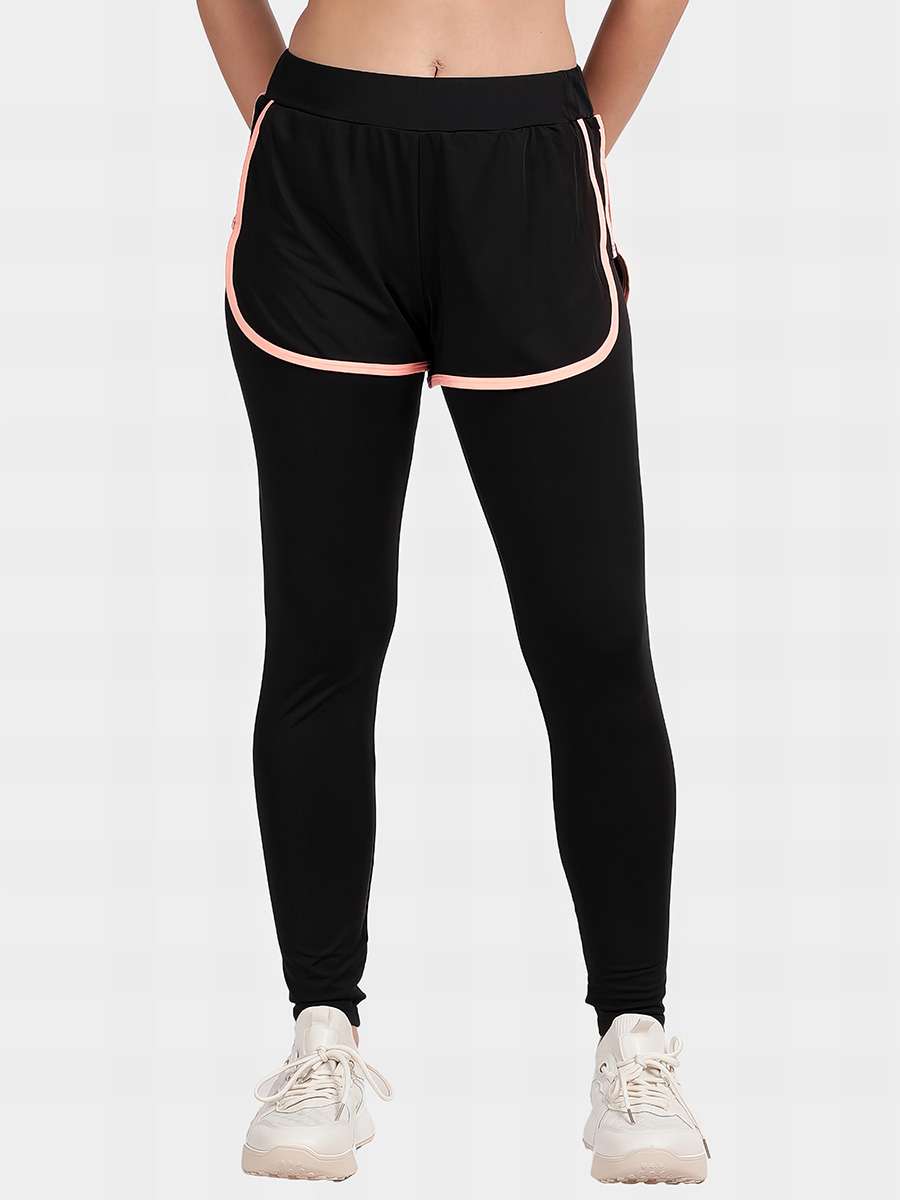 United Classic Black Neon Orange in Yoga Leggings With Shorts