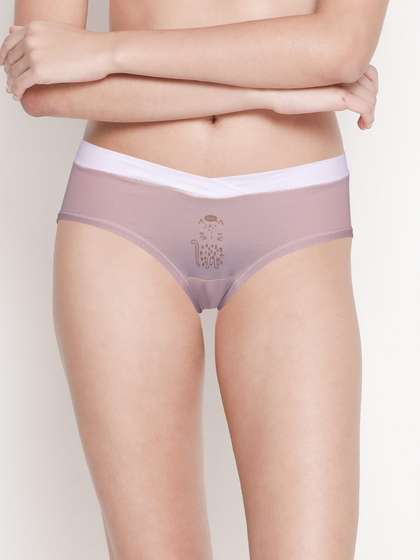 Shyle Blush Pink Cat Printed Medium Coverage Maternity Panty