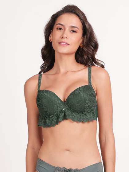 Susie Botanical Green Bottom Lace Wired Push Up Bra