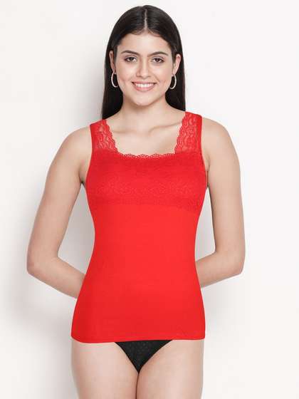 Shyle Red Full Lace Neckline Soft Modal Camisole