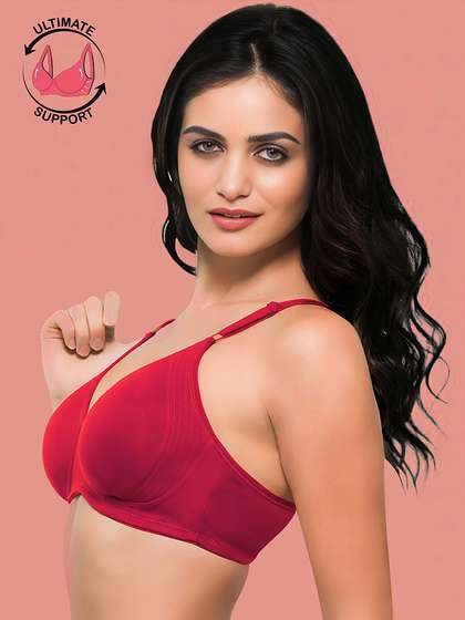 Laavian Coral Red Full Coverage Bra