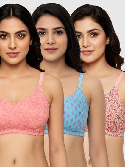 Susie Multicolor Printed Bottom Encircled Moulded Everyday Bra Combo