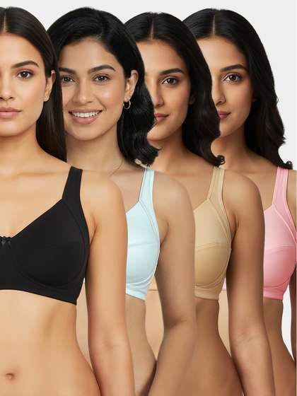 Susie Multicolor Non Padded Everyday Side Support Bra Combo D