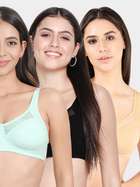 Susie Multicolor Mesh Neckline Non Padded Everyday Bra Combo E