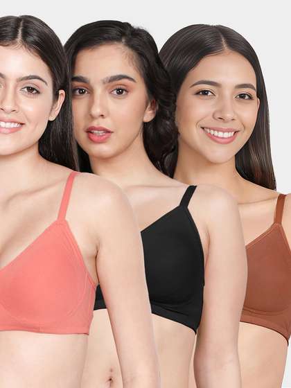 Susie Multicolor Solid Full Side Encircled Wirefree Non Padded Everyday Bra Combo A