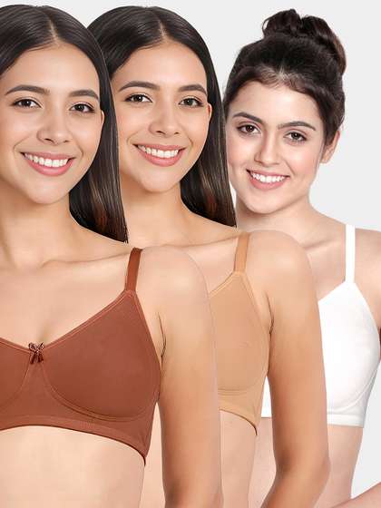 Susie Multicolor Solid Full Side Encircled Wirefree Non Padded Everyday Bra Combo B