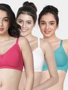 Susie Multicolor Solid Full Side Encircled Wirefree Non Padded Everyday Bra Combo F