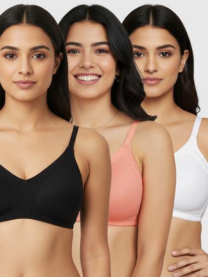 Susie Multicolour Moulded M-frame Non Padded Everyday Bra Combo E