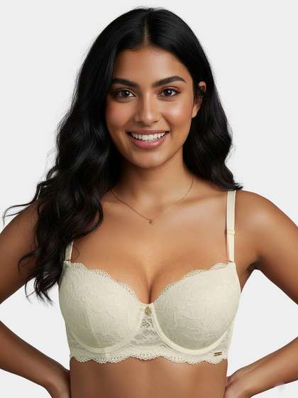 Susie Sandal Skin Overlay Lace Padded Wired Ultimate Push Up Bra