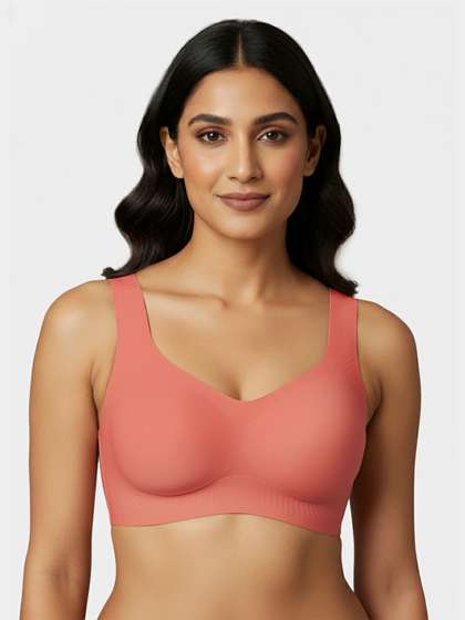 Shyaway Ash Rose Removable Padding Honeycomb Structure Back Slip On Seamless Bra
