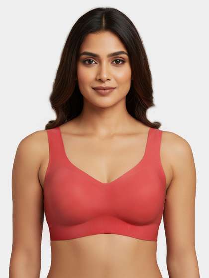 Shyaway Garnet Rose Removable Padding Honeycomb Structure Back Slip On Seamless Bra