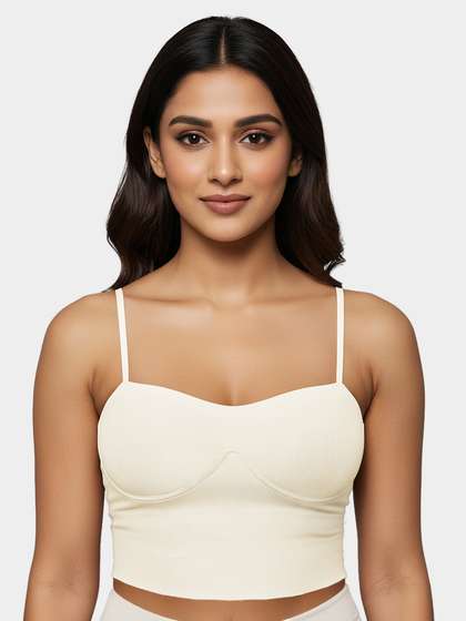 Shyaway Blur White Padded Ribbed Seamless Bralette