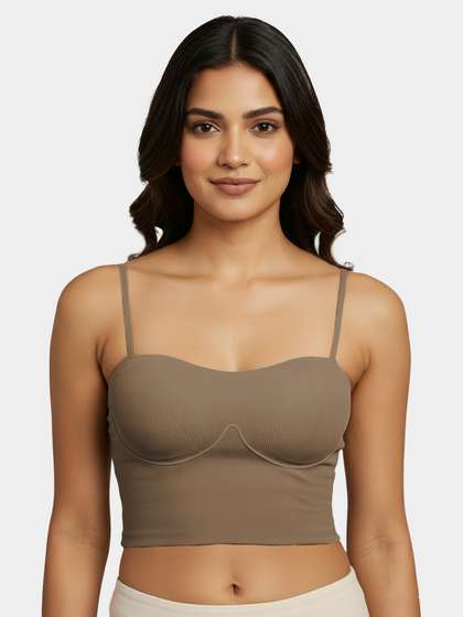 Shyaway Fungi Brown Padded Ribbed Seamless Bralette