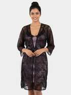 Shyle Black Purple Knee Length Robe Lace Neckline Babydoll