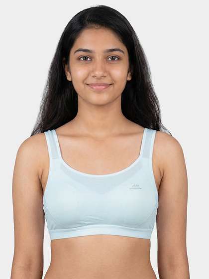 Shyle Teens Light Blue Padded Striped Band Slip On Bra