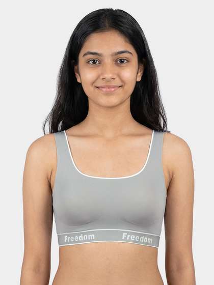 Shyle Teens Light Grey Padded Seamless Slip On Bra