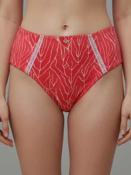 Susie Calypso Coral Mid Waist
                          Printed Hipster Panty