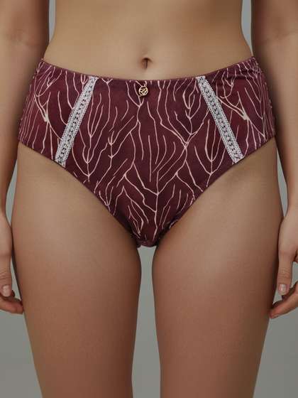 Susie Deep Claret Mid Waist
                          Printed Hipster Panty