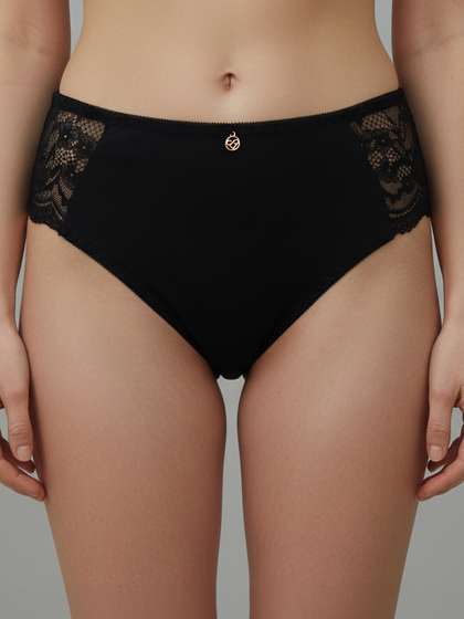 Susie Black Bean Side Lace Hipster Panty