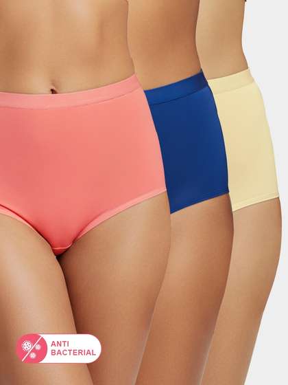 Susie Solid Multicolor Breathable Cotton High Waist Brief Combo A