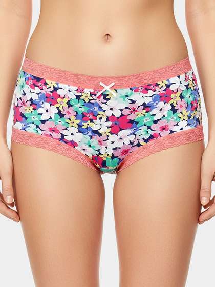 Susie Blue Peach Floral Burst
                          Medium Waist Hipster Panty