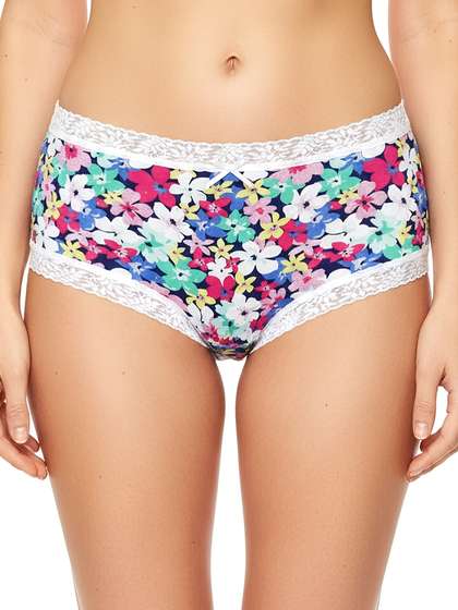 Susie Blue White Floral Burst
                          Medium Waist Hipster Panty