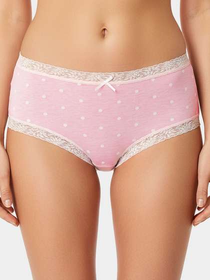 Susie Pink Melange Polka Full
                          Coverage Hipster Panty 