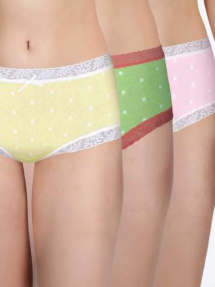 Susie Multicolor Lace Trim Polka Medium Waist Hipster Panty Combo E