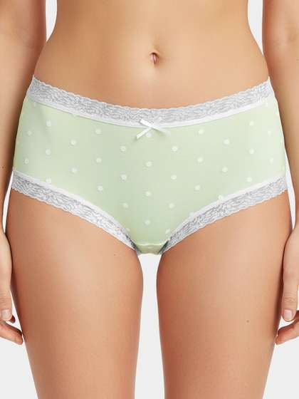 Susie Light Mint Lace Trim
                          Polka Medium Waist Hipster Panty