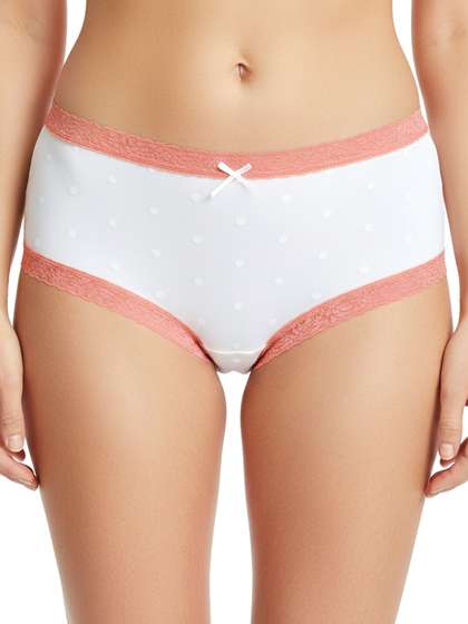 Susie Mint Peach Lace Trim
                          Polka Medium Waist Hipster Panty
