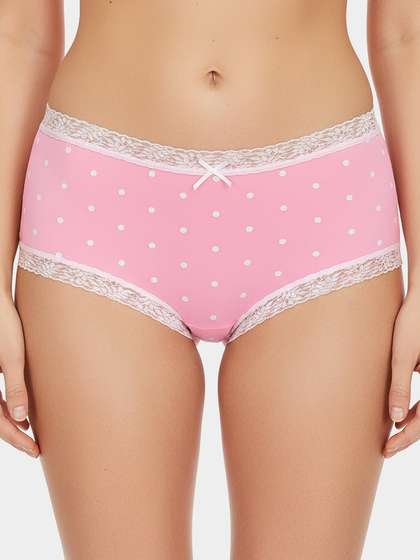 Susie Pink Lace Trim Polka
                          Medium Waist Hipster Panty