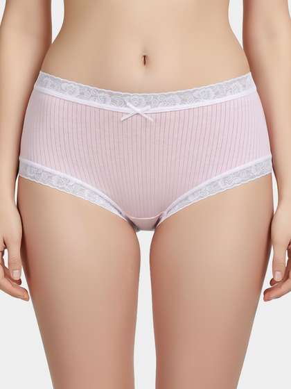 Susie Light Pink Ribbed Medium
                          Waist Hipster Panty