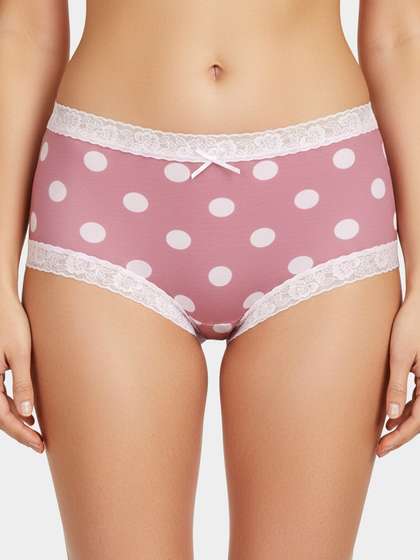 Susie Mauve White Polka Floral
                          Full Coverage Hipster Panty