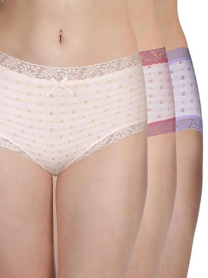 Susie Multicolor Striped X Print Hipster Panty Combo B