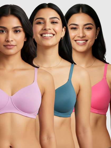 Susie Multicolor Solid Basic Padded Non Wired Bra Combo B