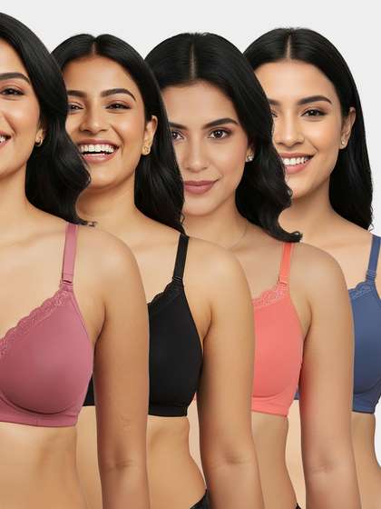 Susie Multicolor
                                  Elegant Lace Neckline Padded Non Wired
                                  Bra Combo B