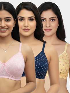 Susie Multicolor Printed Secret Side Shaper Basic Moulded Printed Bra Combo A